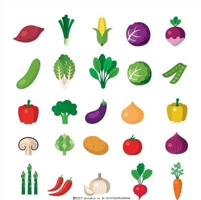 各種蔬菜,可愛 手繪 卡通 食材 生活 圖標 矢量-